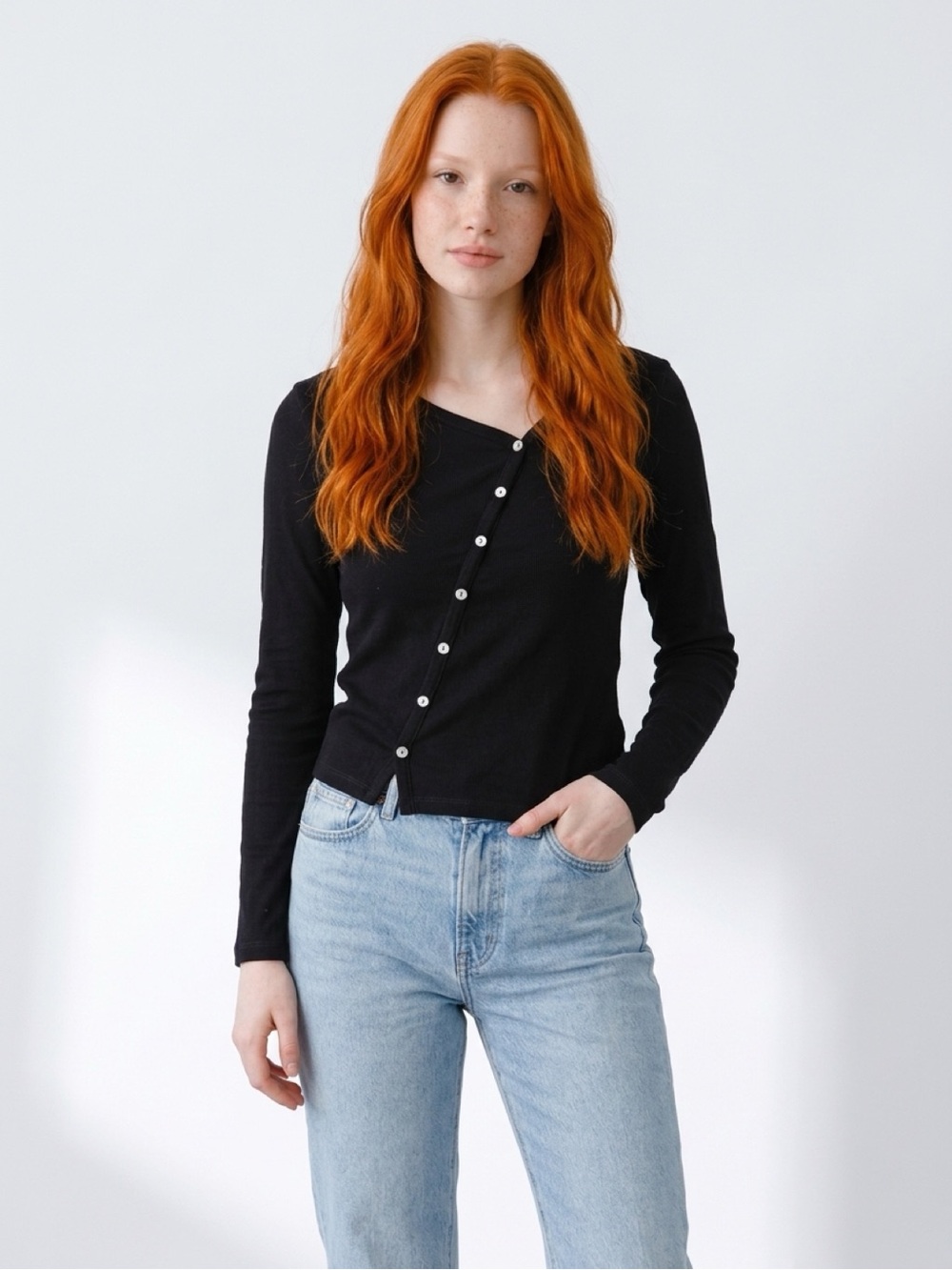 Madewell Asymmetrical Button-Front Ribbed Cardigan Sweater Black Size Small Nee